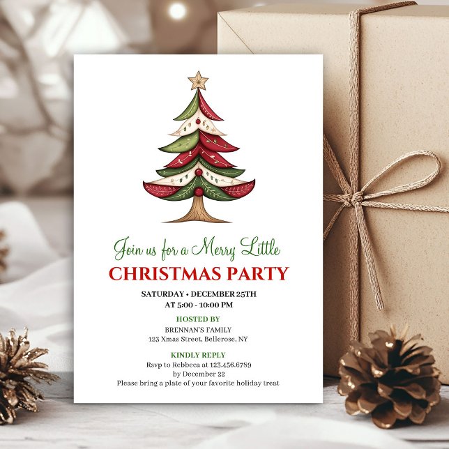  mysig julgran vinterfest inbjudan (Cozy whimsical Christmas tree winter event invite)
