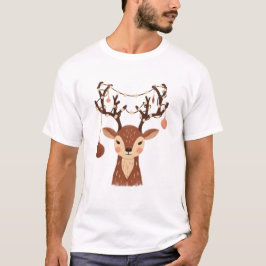 mysig julhjort med dekorationer och lampor t shirt