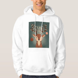 mysig julhjort med ornament och ljus hoodie