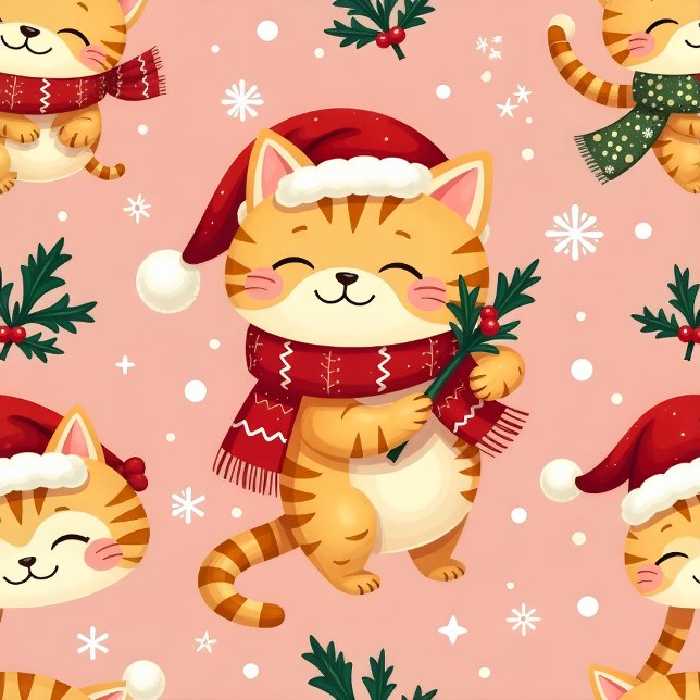  mysig julkatt julkort (“Warm wishes from a cozy Christmas kitty!”)