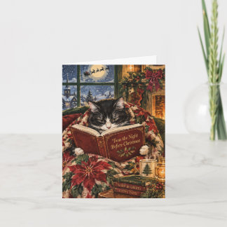 Mysig julkatt Julkort Svartvit katt Kort