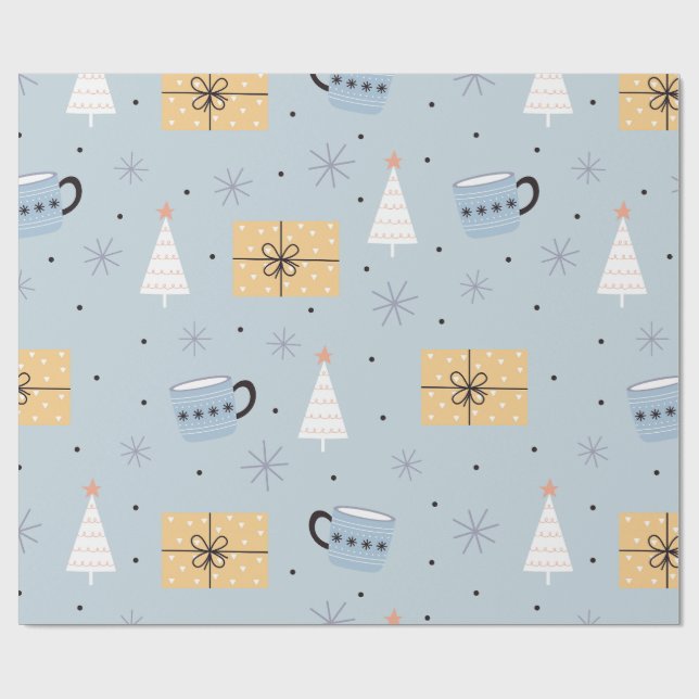 mysig julklapp och mönster för kaffemugg i pastel presentpapper (Platt)