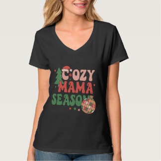 mysig julkonst i retrostil för Cozy Mama Season T Shirt