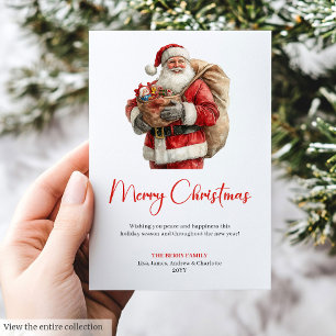 mysig Julkort med Santa Claus i klassisk röd och
