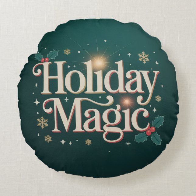 mysig julkudde för barn | snygg juldekoration rund kudde (Framsidan)