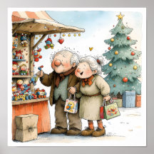 mysig julmarknad för farföräldrar saga illustr