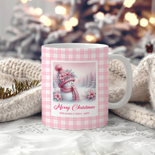 mysig julmugg Rosa Snöman Vinter Skog Barn Kaffemugg