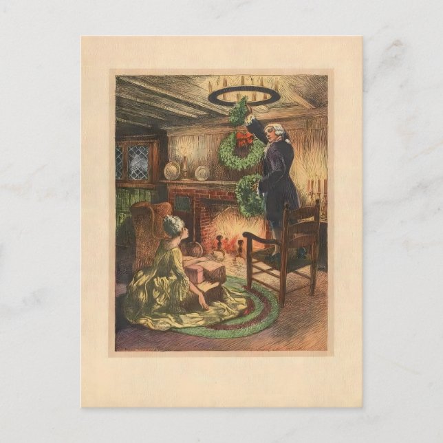  mysig julscen från 1700-talet vykort (Framsida)