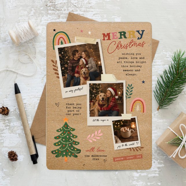  mysig julskrapbok för familjefoto julkort (Cozy Family Scrapbook Christmas Photo Holiday Card)