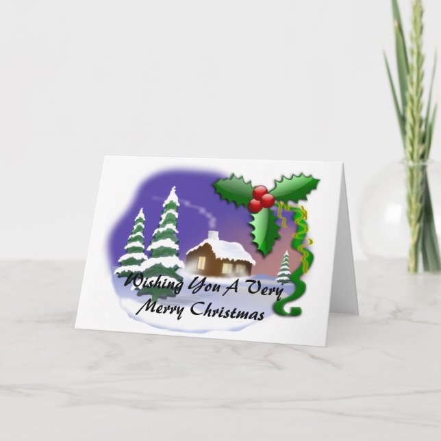  mysig julstuga  kort (Framsida)