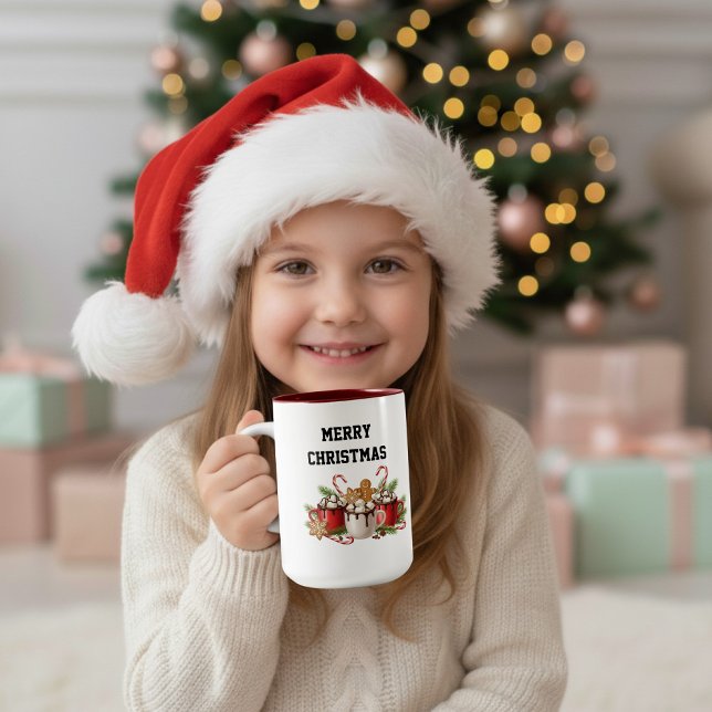  mysig jultid varmt kakao  Två-Tonad mugg (Skapare uppladdad)
