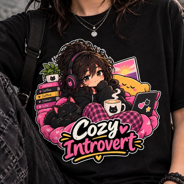  Mysig Kaffe för Introverta T Shirt (Cozy vibes, quiet moments, and unapologetic introvert energy. 💗)