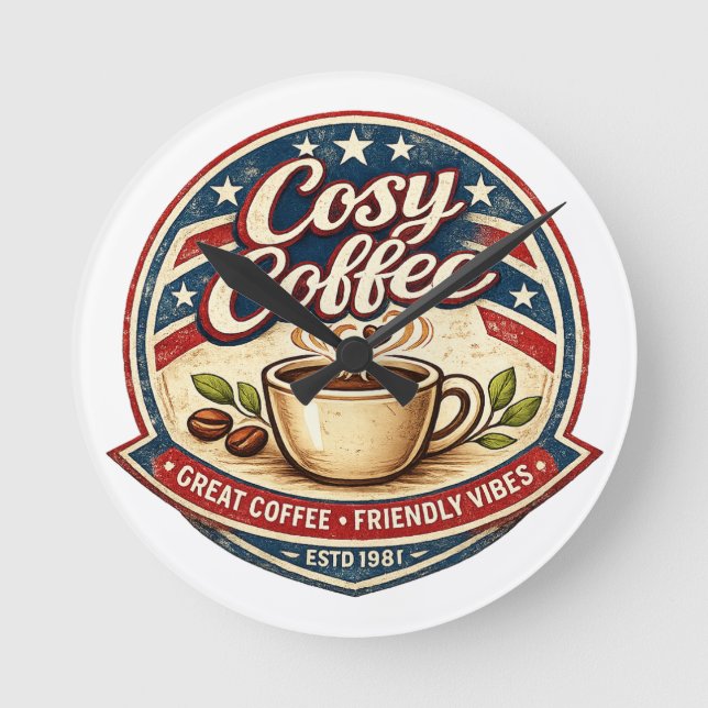 mysig kaffe rund klocka (Framsida)