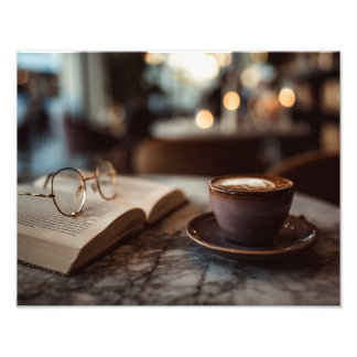 mysig kaffebar kaffe läsmoment fototryck