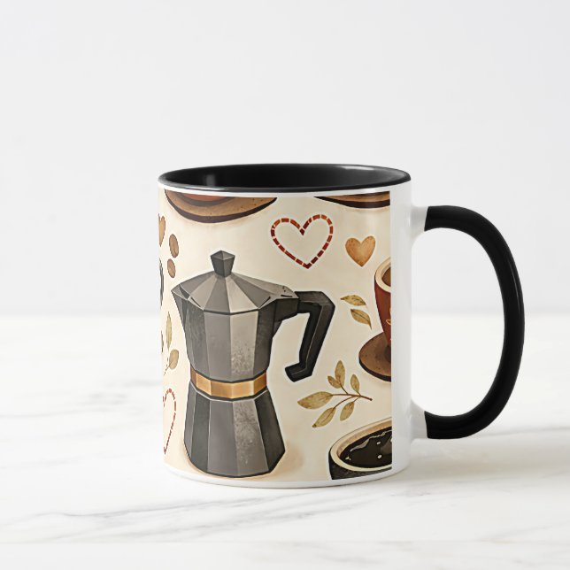  mysig kaffetid - Varm estetisk sömlös mönster Mugg (Höger)