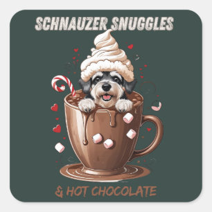 mysig Kakao & Schnauzer-dekaler – Vinterfestutgåv Fyrkantigt Klistermärke