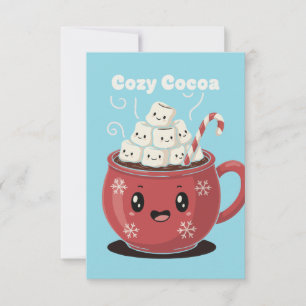 mysig kakao söt kawaii varm choklad jul tack kort