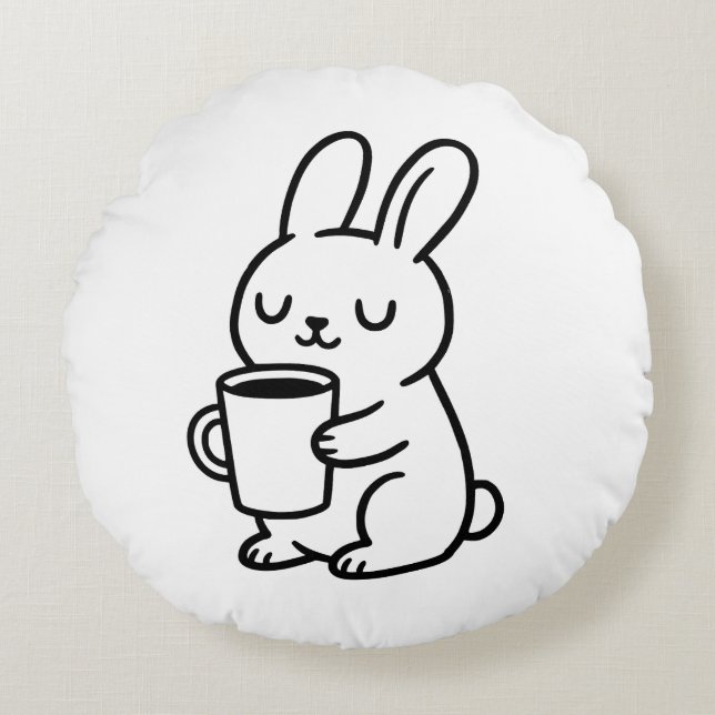  mysig kanin kaffedoodle rund kudde (Framsidan)