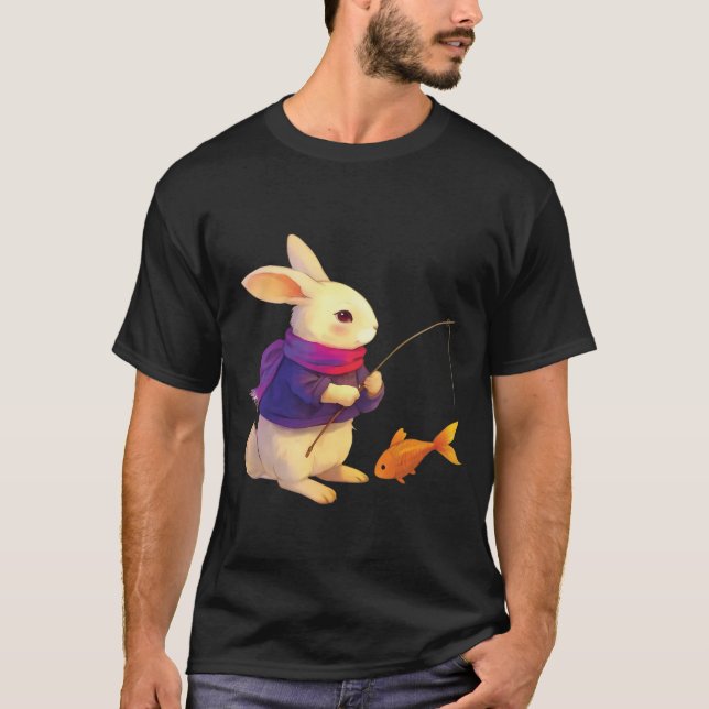 Mysig kaninfiskare t shirt (Framsida)