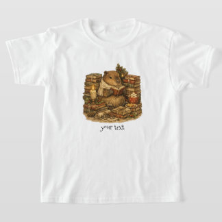 Mysig Kapybara som Läser Böcker Julpresent T Shirt