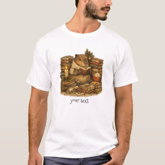 Mysig Kapybara som Läser Böcker Julpresent T Shirt