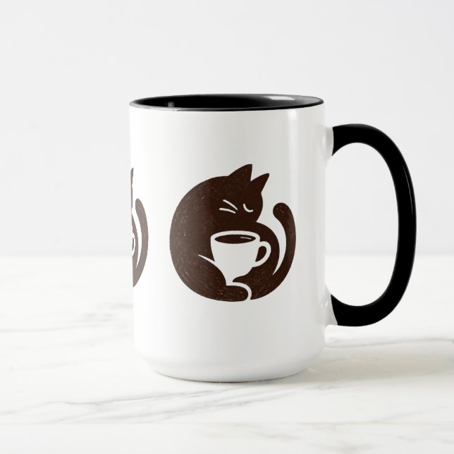  mysig katt och kaffekopp (Höger)