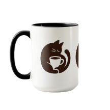 mysig katt och kaffekopp