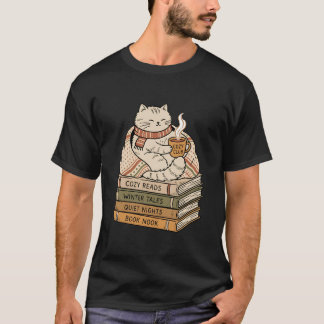 mysig katt som läser böcker kaffe t shirt
