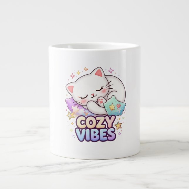 mysig kattdekal | Söt sovande katt Jumbo Mugg (Framsidan)