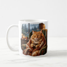 mysig kattillustration med kaffe kaffemugg