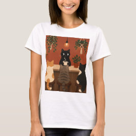 mysig kattkafé barista kattunge kafé botanisk t shirt