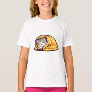  mysig kattunge i filt Söt Kawaii Katt T-Shirt
