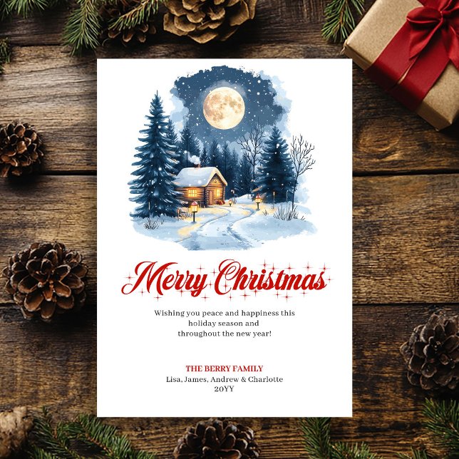  mysig konstnärlig julkortscen julkort (Cozy Artistic Holiday Scene Greeting Card)