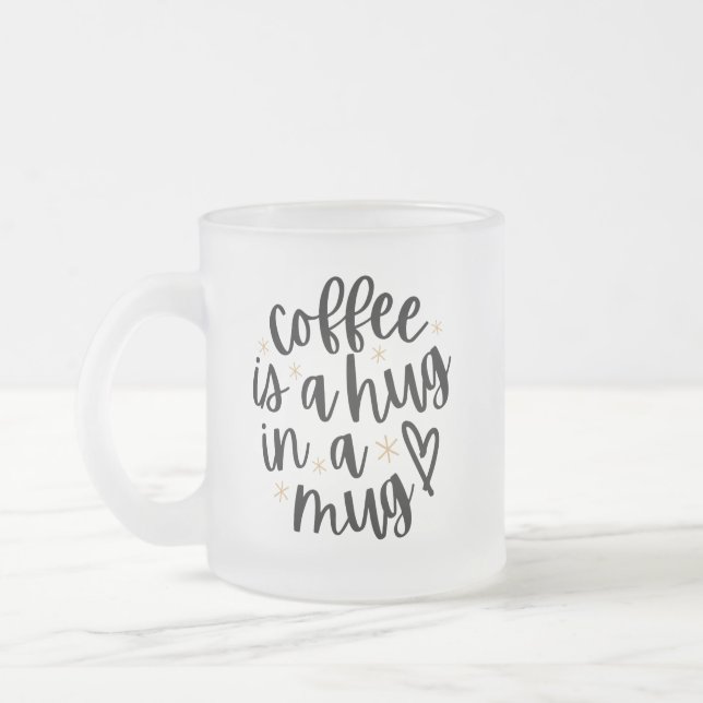  mysig kopp med frostad glass och citat om kaffe (Vänster)