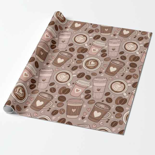  mysig kopp-mönster (6) presentpapper (Utrullad)