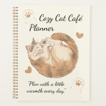 mysig Kozy Cat Café Planerare | Söt Kawaii Journa