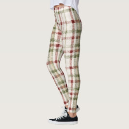 mysig krämgrön röda ränder leggings