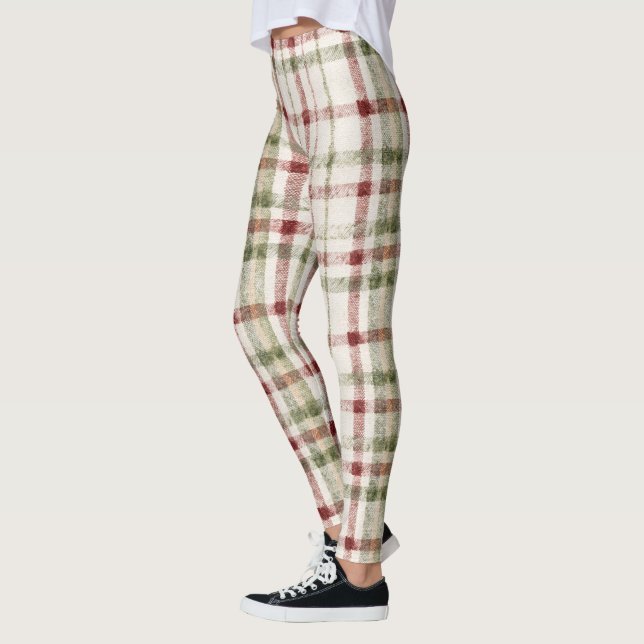  mysig krämgrön röda ränder leggings (Vänster)