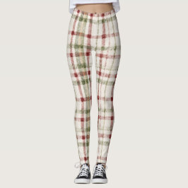mysig krämgrön röda ränder leggings