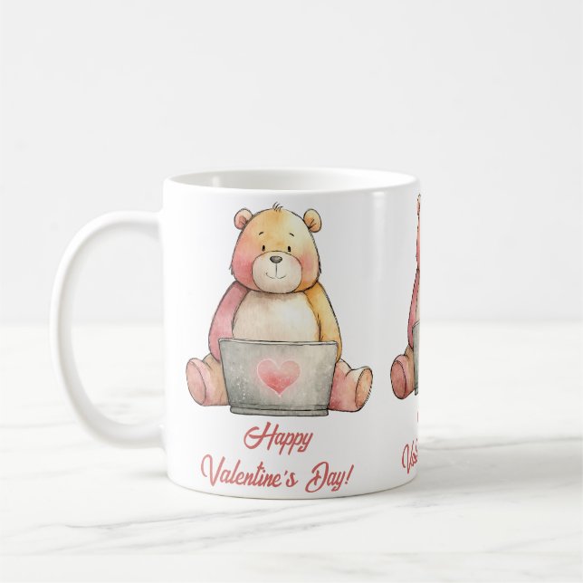  mysig laptopbjörn Alla hjärtans dag Kaffemugg (Vänster)