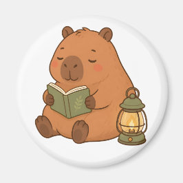 Mysig Läsande Capybara Lykta Kawaii Kylskåpsmagne Magnet