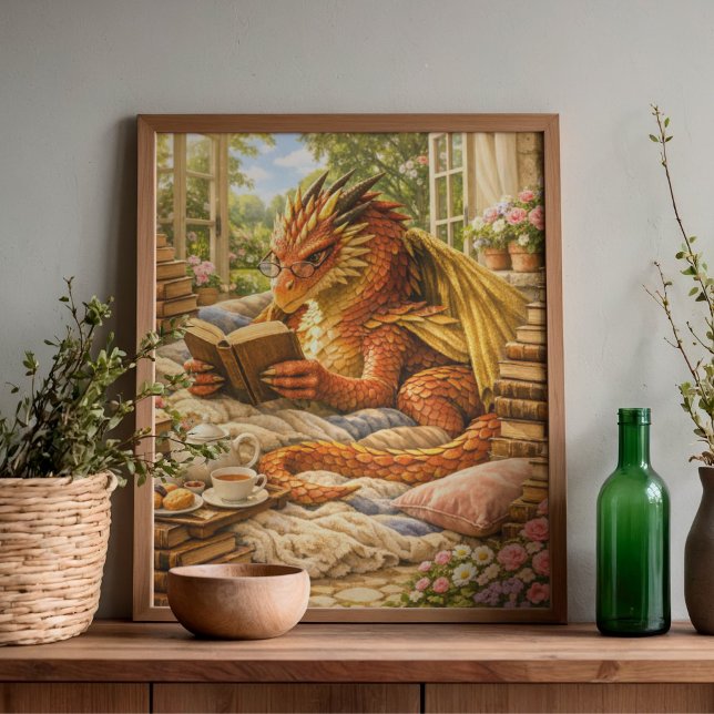  mysig läsande drake poster (Skapare uppladdad)