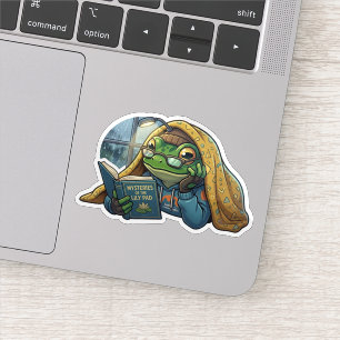 mysig läsande grod-sticker klistermärken