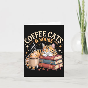 mysig läsande katt kaffe och bokälskare konstverk kort