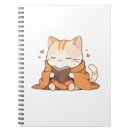  mysig läsande katt Kawaii bokälskare kattunge des Anteckningsbok