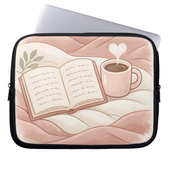  mysig läsningsstund - design för kaffe- och bokäl laptop fodral (Framsidan)