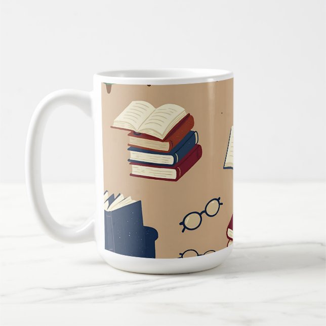  mysig läsnisch Bokmönster Kaffemugg (Vänster)