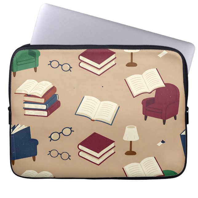  mysig läsnisch bokmönster laptop fodral (Framsidan)