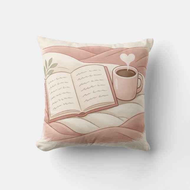 mysig lässtund - design för kaffe- och bokälskare kudde (Framsida)