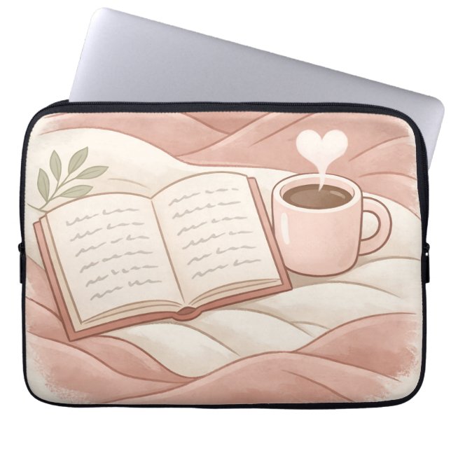  mysig lässtund - design för kaffe- och bokälskare laptop fodral (Framsidan)
